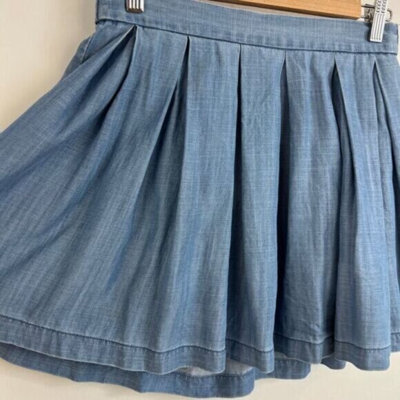 American Eagle AE Women's Size 2 Blue Flowing Above Knee Mini Skirt Shambray Y2K - Picture 11 of 12
